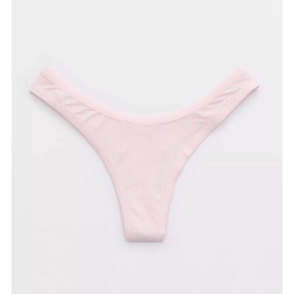 NWT Aerie Modal Rib Thong Underwear XXL Feminine Light Pink Plus Size Comfort